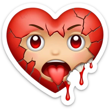 broken heart but face shape that a drooling emoji
 sticker