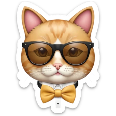 cat wearing a bowtie with sunglasses sticker