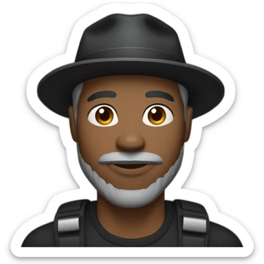 African American man with medium skin tone, wearing a black hat. He also has a short, unshaven gray beard. recording a selfie video sticker