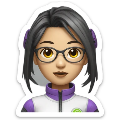 augmented cyberpunk asian girl in tennis uniform sticker