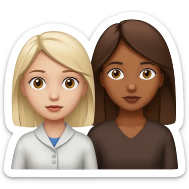 A brown girl whos blind leading a white girl who's also blind sticker