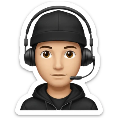 HACKER WITH HEADSET BLACK CAP HANDSOME sticker