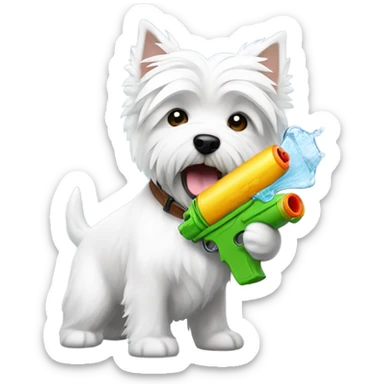 westie with a watergun sticker
