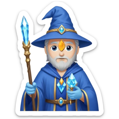 Wizard in blue robe with crystal-topped staff sticker