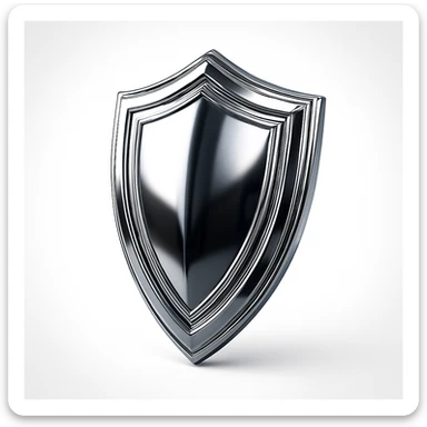chrome style shield, dark metallic, reflective, futuristic sticker