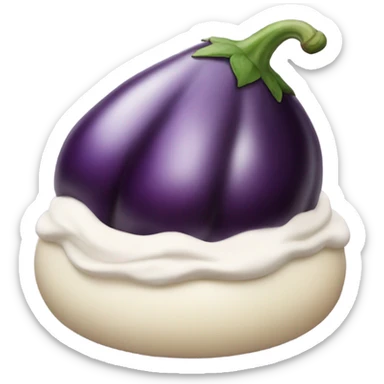 A eggplant with cream cheese frosting on top sticker