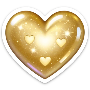 Change the glittery silver color heart with a subtle gradient and no border to a glittery gold color heart with a subtle gradient and no border. Keep the background transparent. Maintain the style and subtle gradient effect of the original heart. sticker