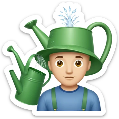 Man with a watering can for a head sticker