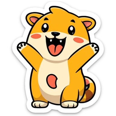 cute animal yawning, cartoonish sticker