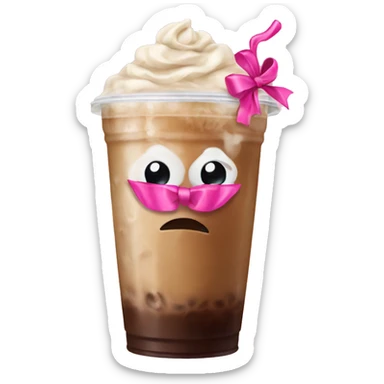 iced coffee with pink bow  sticker