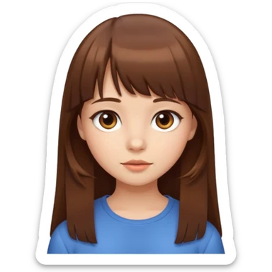 Cute girl with brown bangs long hair straight  sticker