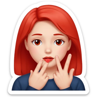 blushing with fingers sticker