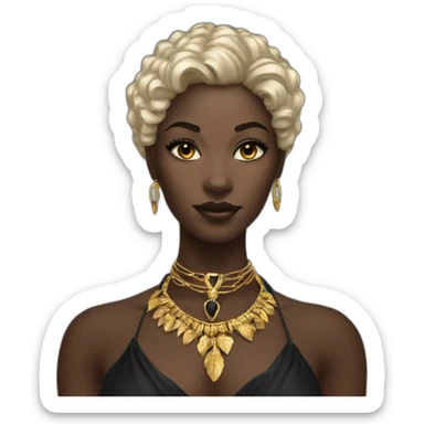 A Beautiful Black panther woman with gold necklace sticker