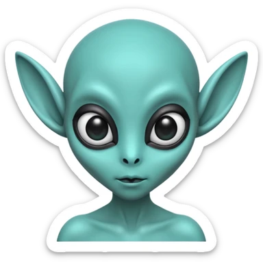 teal alien with two ears and big black eyes sticker