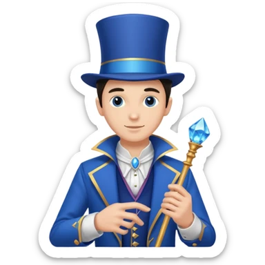 blue colored magician with zepter and blue gem on it sticker
