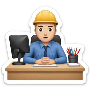 Annoyed worker working at a desk sticker