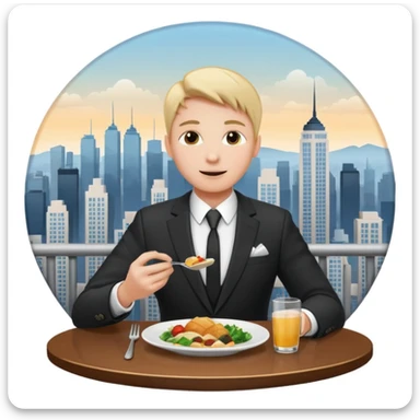 someone who eats in restaurants high above the city with the city on the background
 sticker