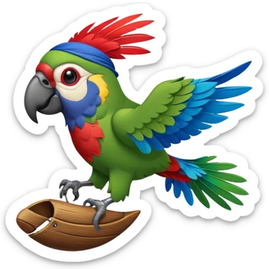 Flying pirat parrot with a frontal view sticker