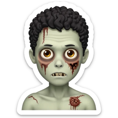 Um garoto zumbi com o cabelo preto cacheado e olhos castanhos sticker