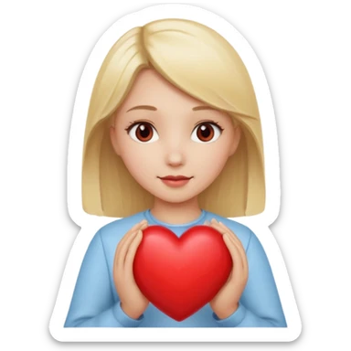 prayer girl blond hair red heart in her hands sticker