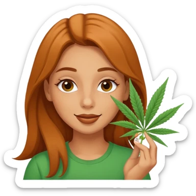 Girl happy smelling marijuana  sticker