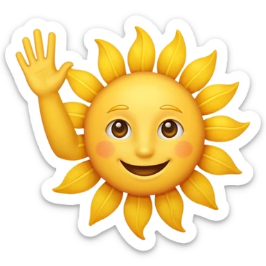 Sun say hi and wave hand sticker