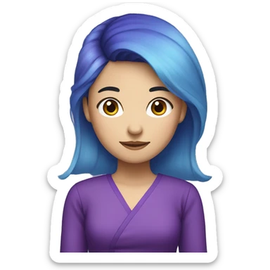 Canadian-Vietnamese-Chinese person with purple and blue hair and purple dress sticker