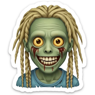 zombie with dreads with braces smiling  sticker