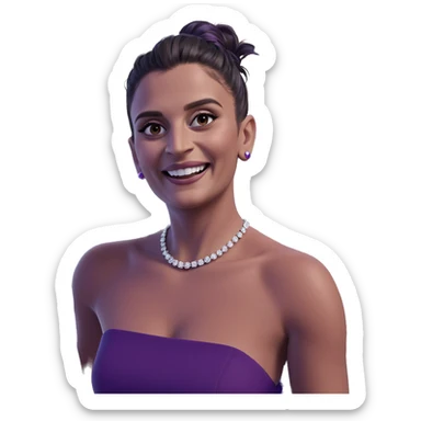 smiling girl in purple dress sticker
