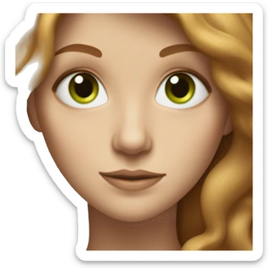 White woman with long hazelnut coloured hair and green eyes sticker