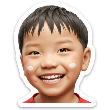 happy boy with a smile sticker