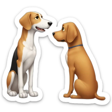 Tall dog small cat looking at each other sticker