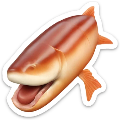 A fish eating a sausage sticker