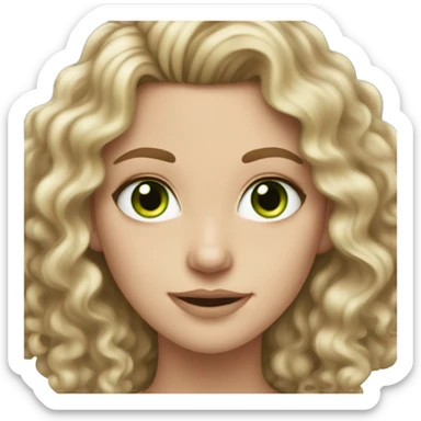 pretty white girl with dirty blonde curly hair and green eyes sticker