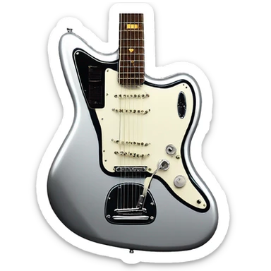 vintage silver chrome fender jazzmaster guitar sticker