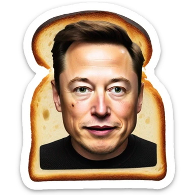 toast with elon musk face burnt on it from the toaster sticker
