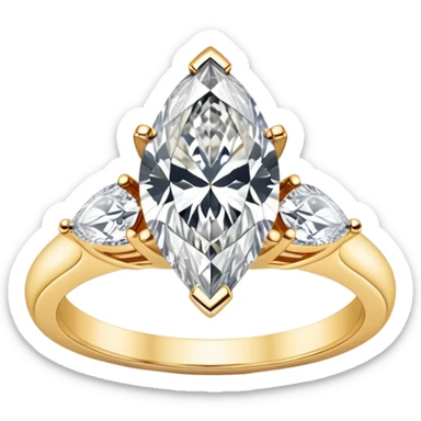 marquise diamond gold engagement ring sticker