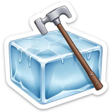 an ice and a hammer, means break the ice sticker