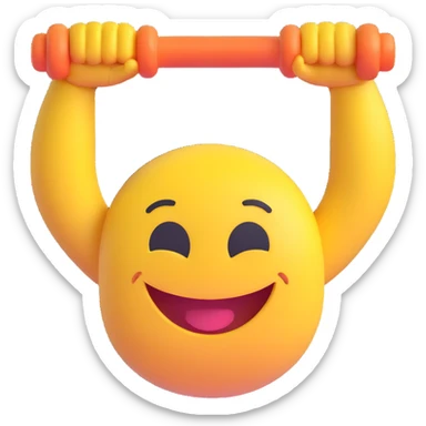 3D smiley emoji, round shape, showing muscular arms, with the text "flexel" sticker