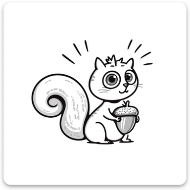 Hand-drawn confused squirrel with spiral eyes and dizzy expression sticker