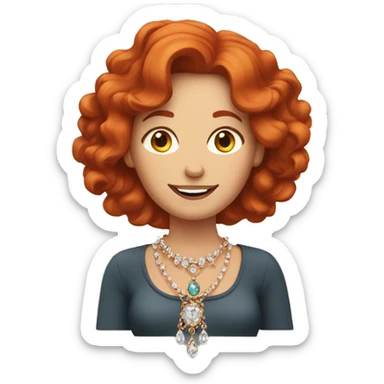 Red headed middle age woman who loves jewelry  sticker