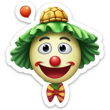 fusion a clown emoji with a turtle sticker