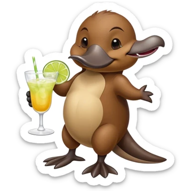 Cool platypus drinking margarita sticker