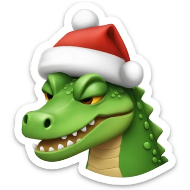 Cocodrilo con gorro de navidad en un trineo sticker