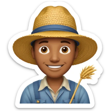 farmer black man with straw hat sticker