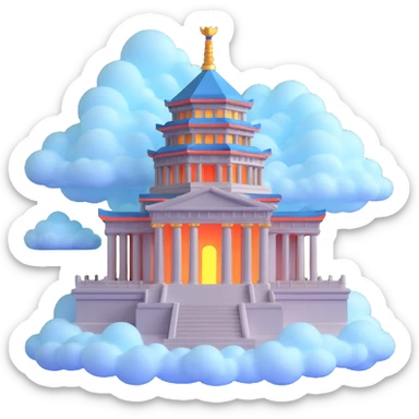 olympian temple, 3d style, surrounded by clouds, glowing aura, mythological atmosphere sticker