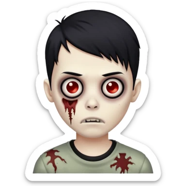 zombie boy emo with black hair  sticker