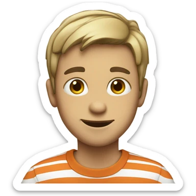 striped shirt portrait of boy sticker