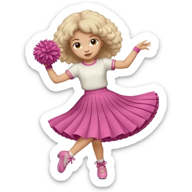 turtle girl dancing with skirt holding   pompom sticker