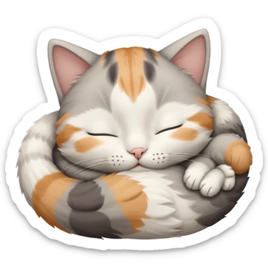 grey and white small cat with eyes closed lying down upside down tightly covering its own face sticker